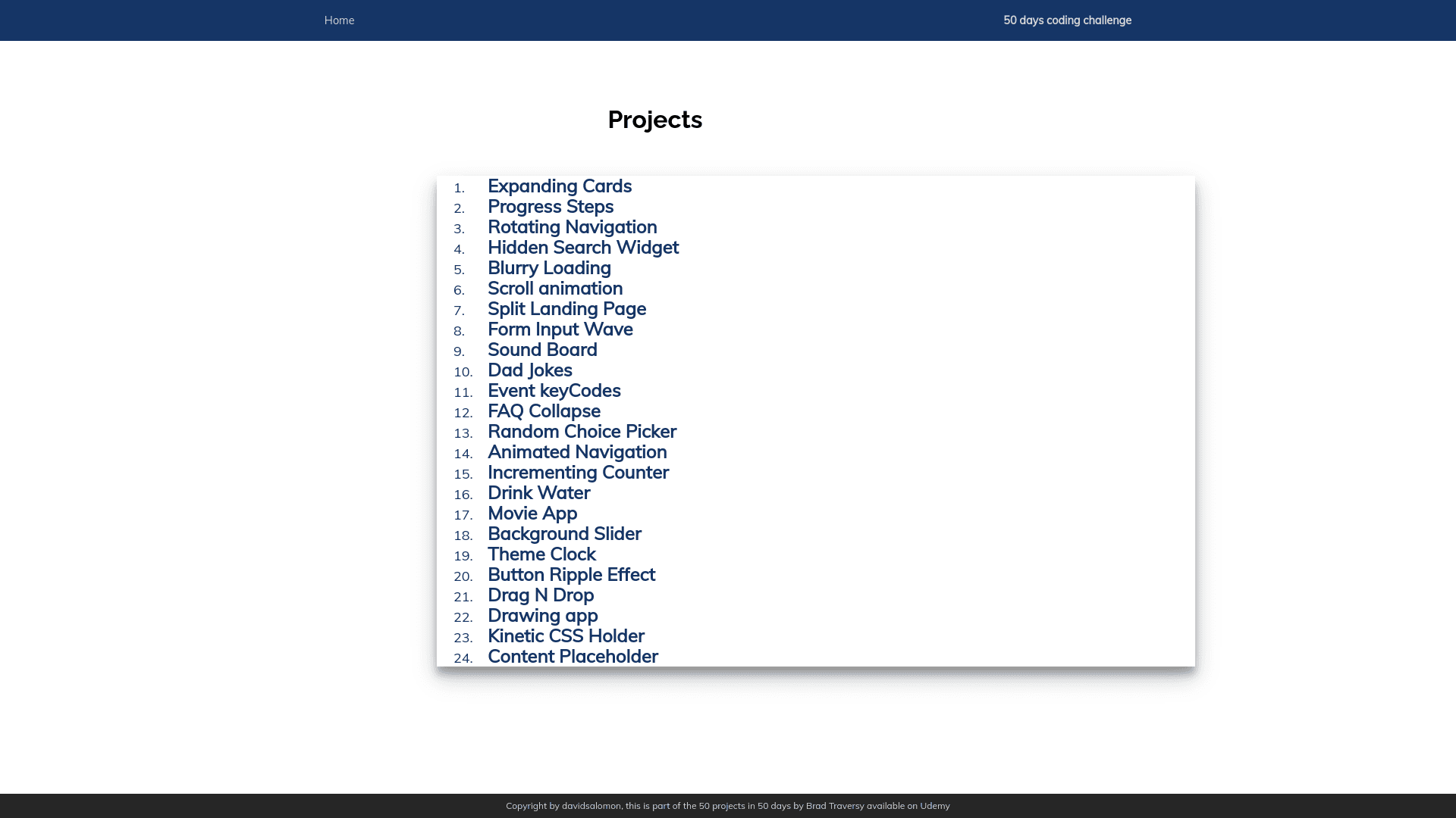 50 Projects in 50 days